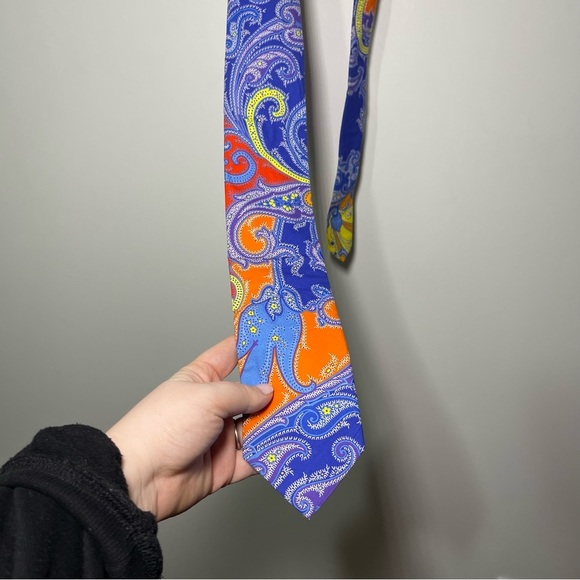 Ted Baker London Men's designer paisley multi color career office neck tie - Picture 2 of 6
